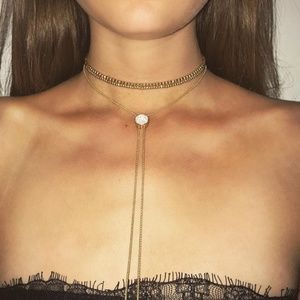 14k Gold Stackable Beaded Choker Medium